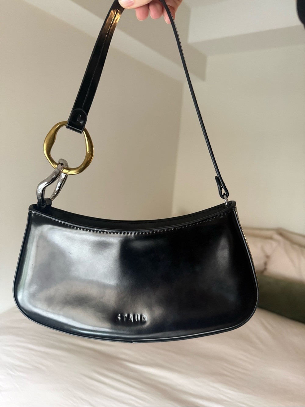 STAUD Black Ollie Patent Shoulder Bag - Picture 4 of 8